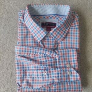 Johnston & Murphy XC⁴ Extreme Comfort Button Down Shirt, Men's L, Check